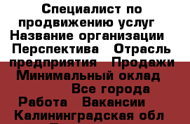 Специалист по продвижению услуг › Название организации ­ Перспектива › Отрасль предприятия ­ Продажи › Минимальный оклад ­ 40 000 - Все города Работа » Вакансии   . Калининградская обл.,Приморск г.